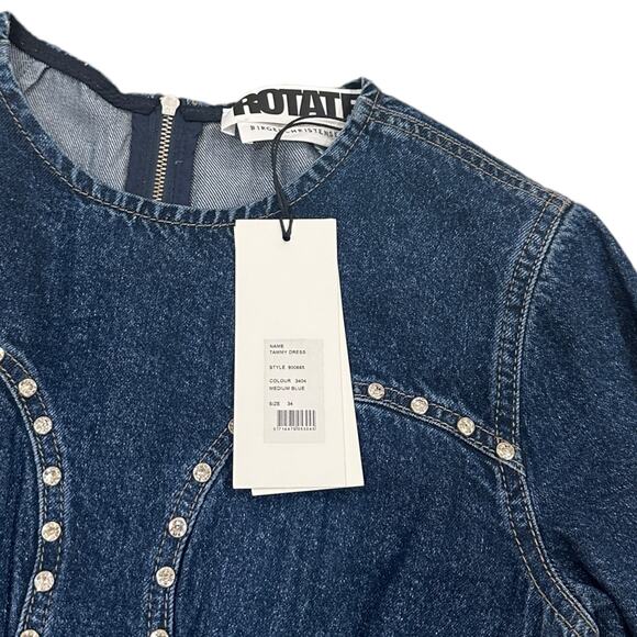 Denim Mini Dress with Ruffle Hem - Picture 4 of 8